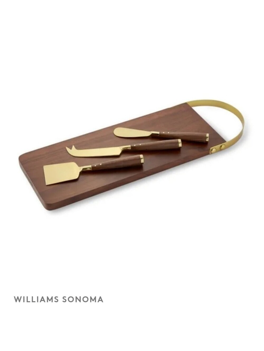 NEW Williams Sonoma Gold & Wood Cheese Board Set